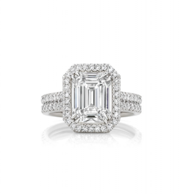 Emerald Cut Diamond Ring With A Split Diamond Band