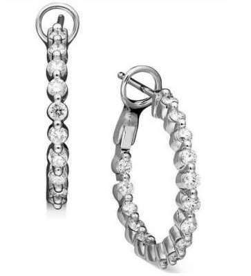 Two clow hoop earring diamonds inside & outside