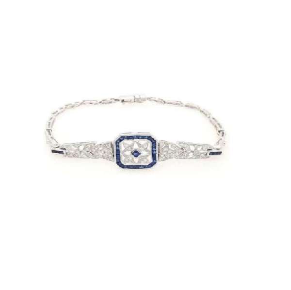 Sapphire and diamond art daco design bracelet