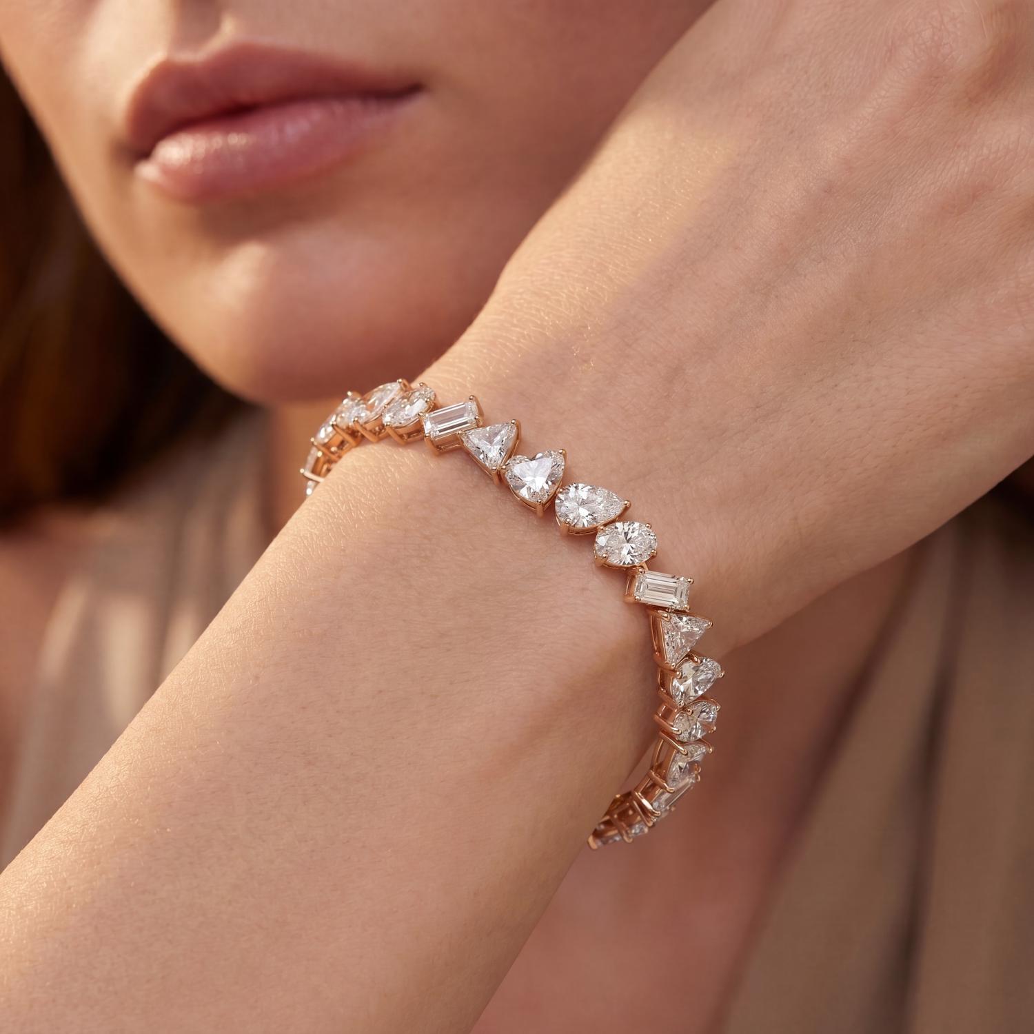 18K Rose Gold Lab Grown Diamond BRACELET 14.23 ctw BR20606-14-7IN