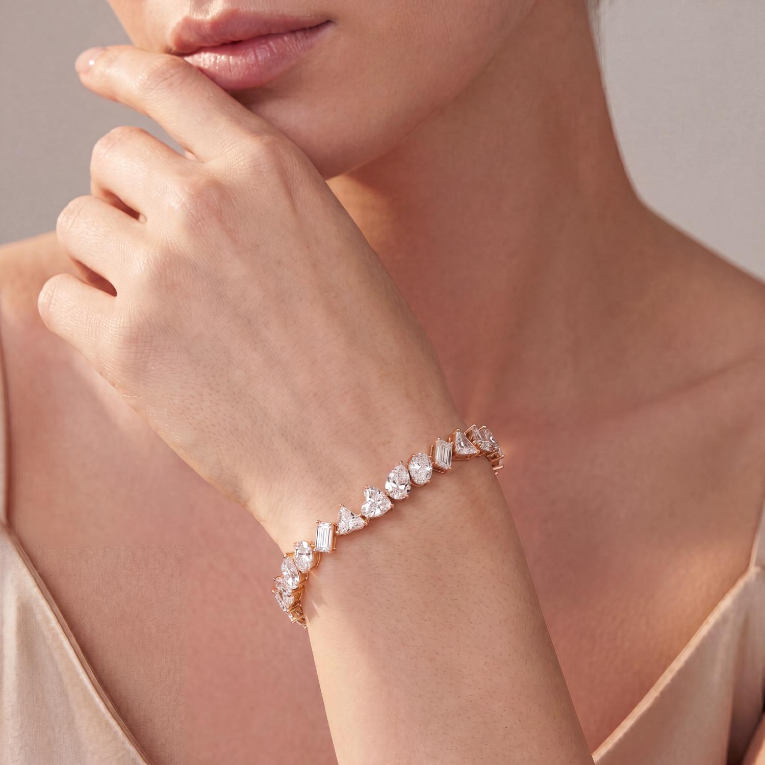 18K Rose Gold Lab Grown Diamond BRACELET 14.23 ctw BR20606-14-7IN