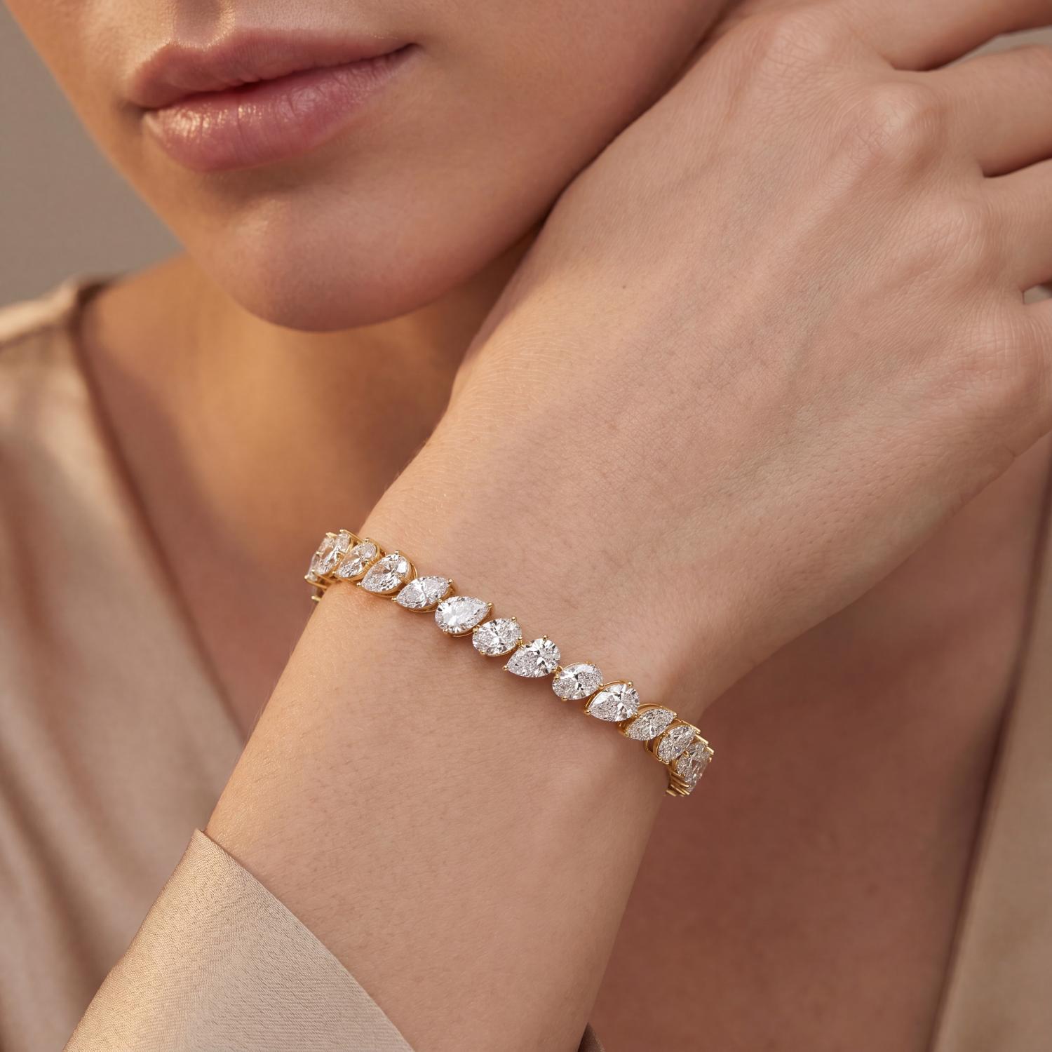 18K Yellow Gold Lab Grown Diamond BRACELET 13.78 ctw BR20607-13.63CT-7IN