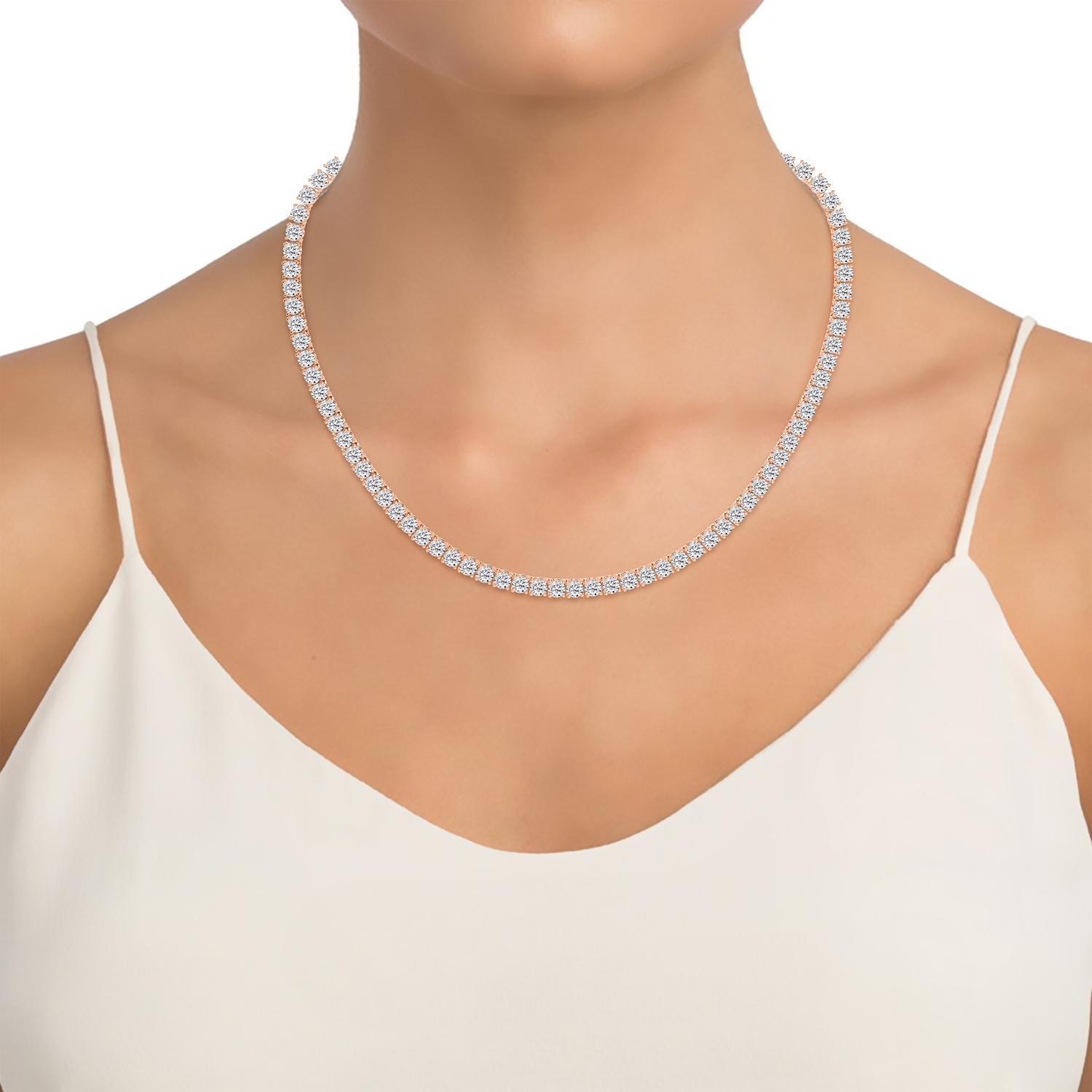18K Rose Gold Lab Grown Diamond NECKLACE 8.06 ctw N08390-0.05PT-16IN