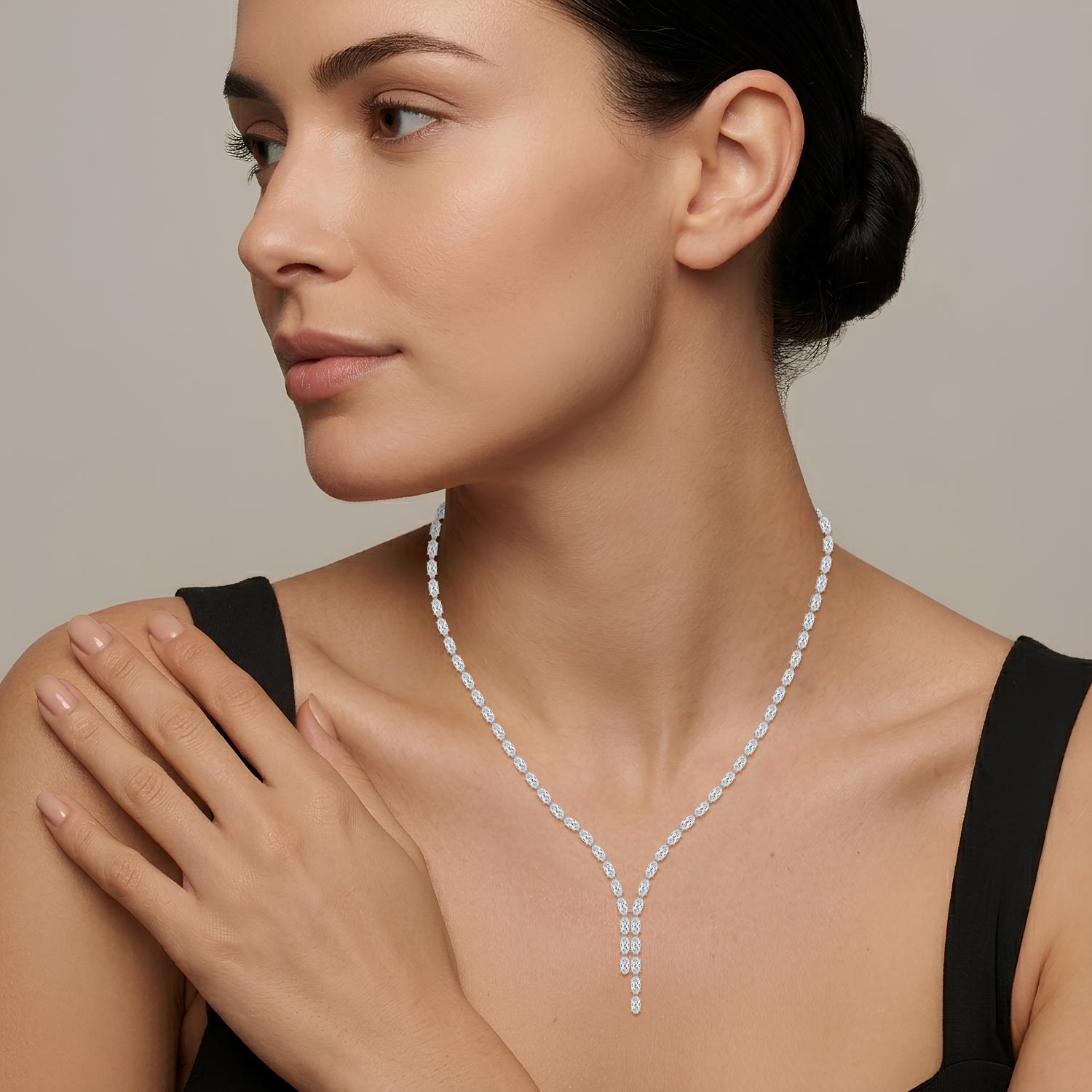18K White Gold Lab Grown Diamond NECKLACE 24.34 ctw N08595LSOV-0.30PT-16IN