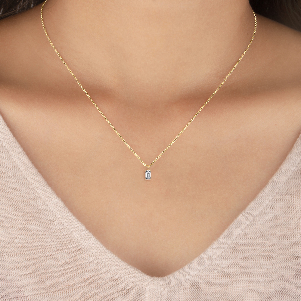 18K Yellow Gold Lab Grown Diamond Solitaire Pendant1 ctw P31604EM-1