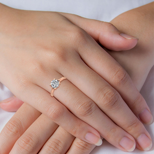 18K Rose Gold Lab Grown Diamond Engagement Ring R55010-1