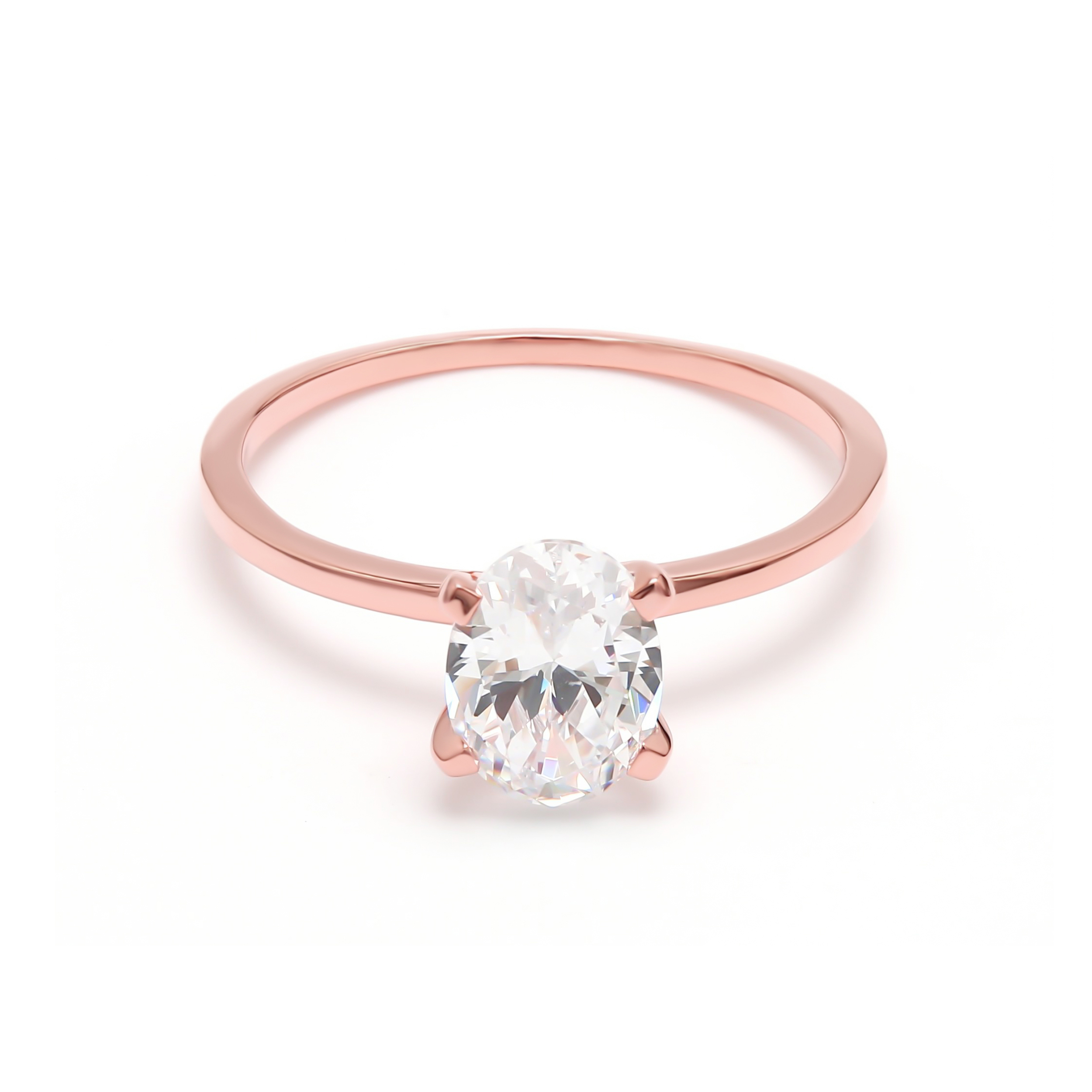 18K Rose Gold Lab Grown Diamond Engagement Ring 1 ctw R55013OV-1