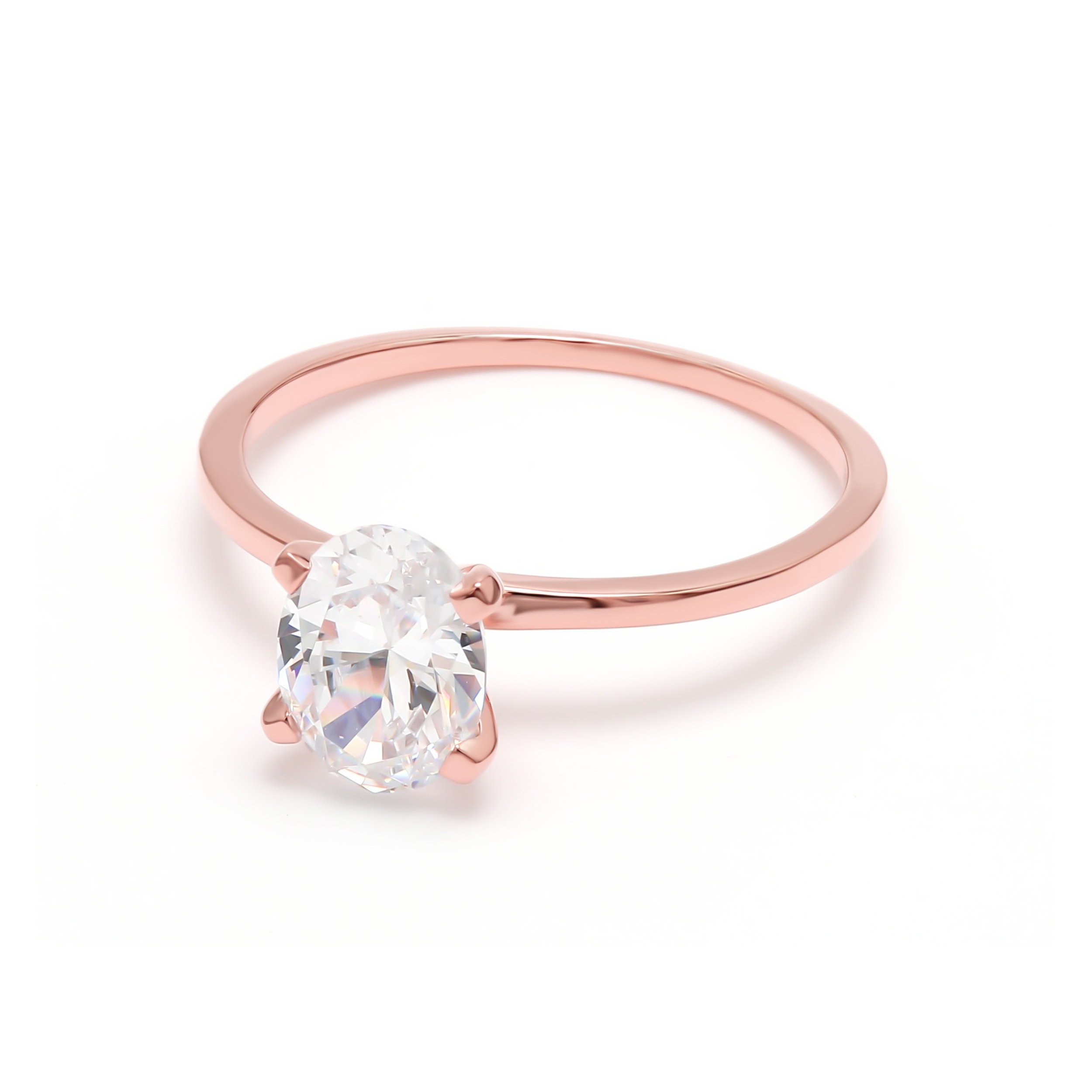 18K Rose Gold Lab Grown Diamond Engagement Ring 1 ctw R55013OV-1