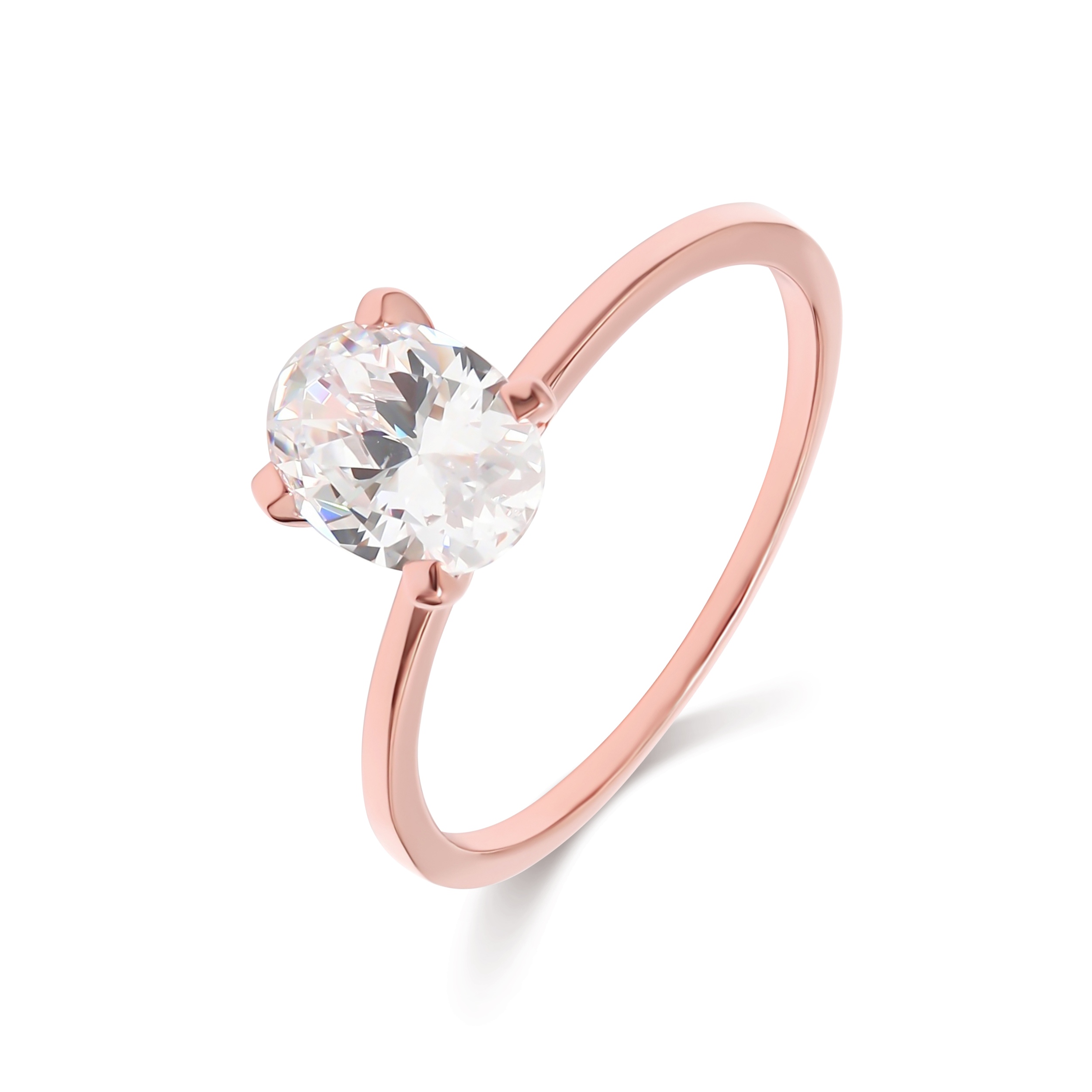 18K Rose Gold Lab Grown Diamond Engagement Ring 1 ctw R55013OV-1
