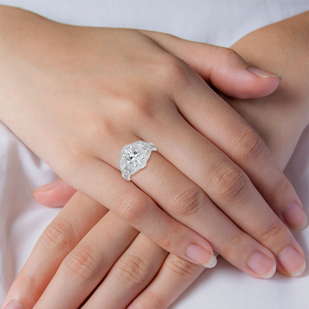 18K White Gold Lab Grown Diamond Engagement Ring 4.51 ctw R56380OV-2