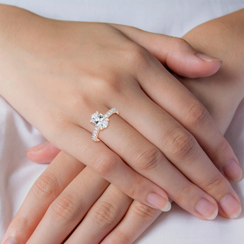 18K Rose Gold Lab Grown Diamond Engagement Ring 1.44 ctw R57100OV-1HH