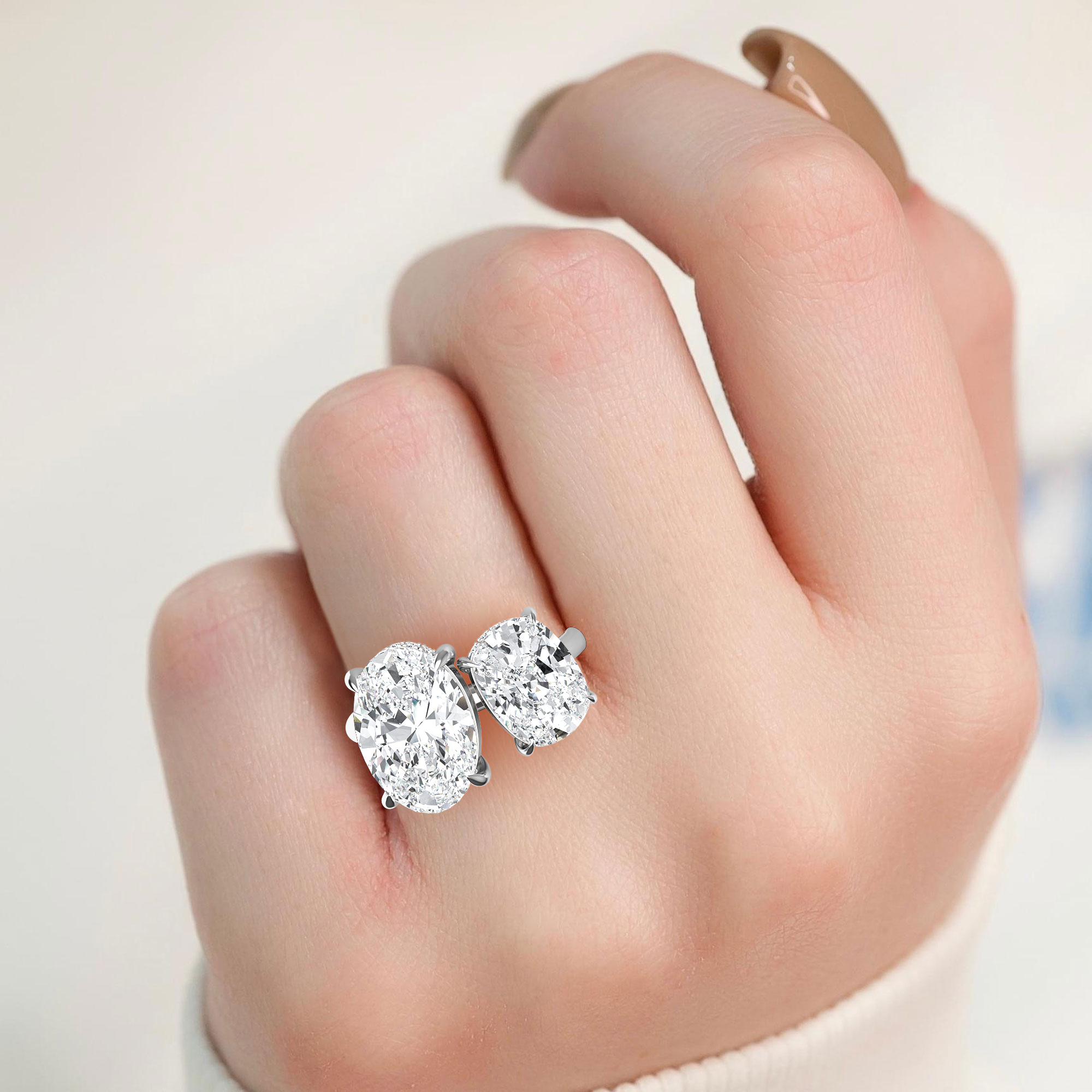 18K White Gold Lab Grown Diamond Engagement Ring 2.32 ctw R59736OVCUHH-2.25CT