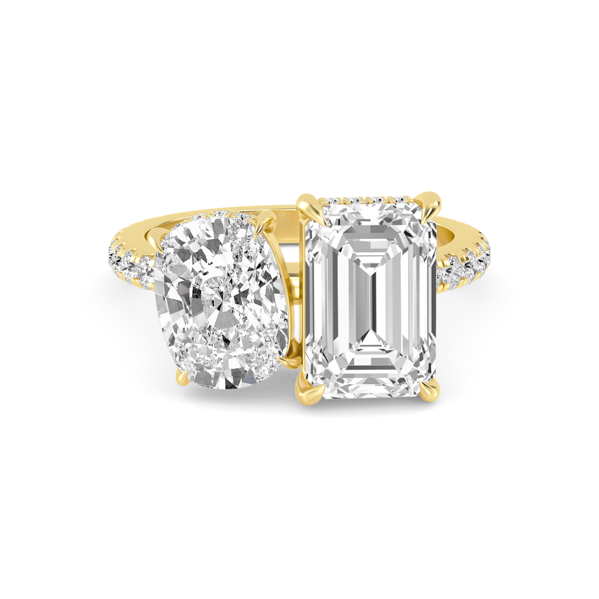 18K Yellow Gold Lab Grown Diamond Engagement Ring 4.07 ctw R59739CUEMHH-3.50CT