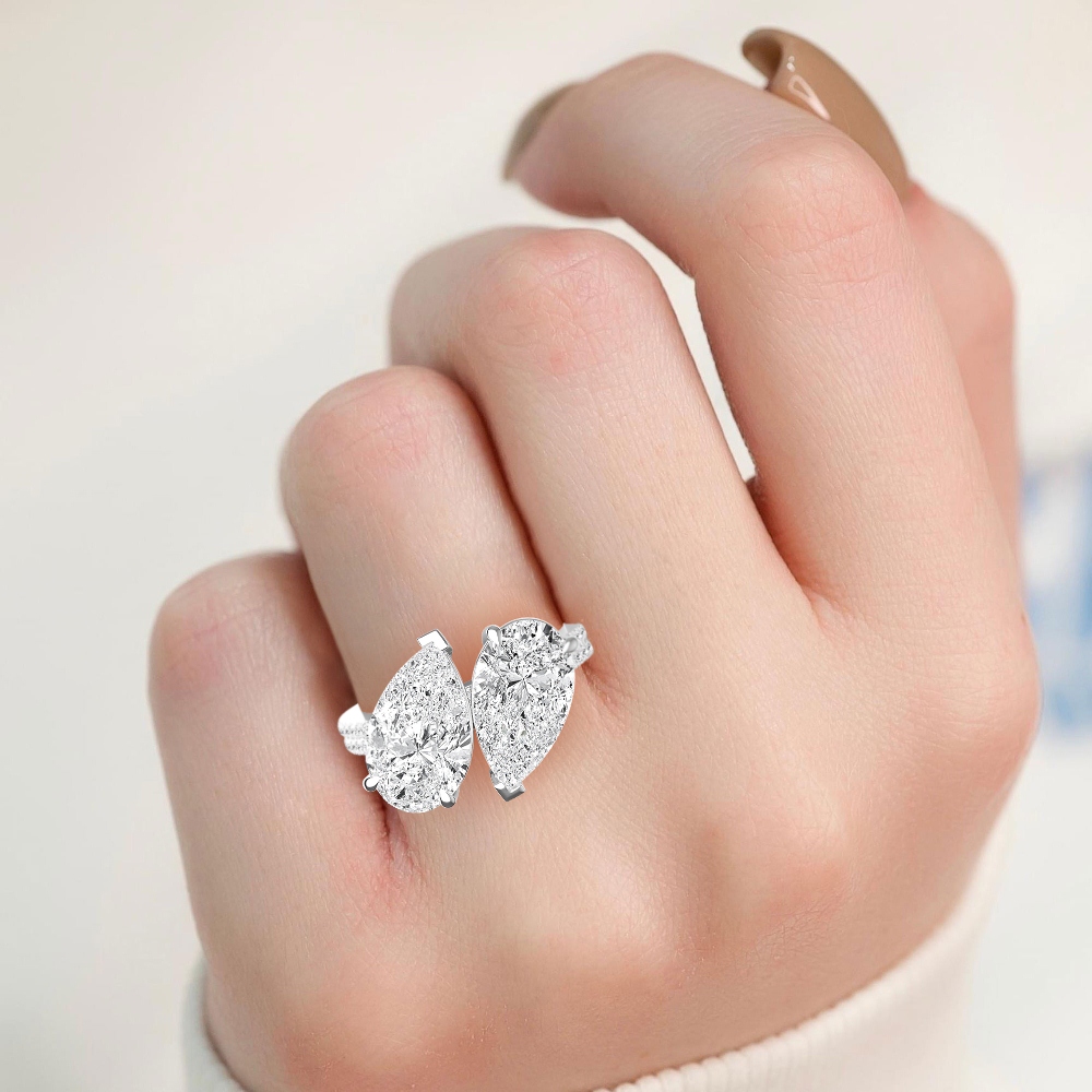 18K White Gold Lab Grown Diamond Toi Et Moi Rings 3 ctw R60346PEPE-3