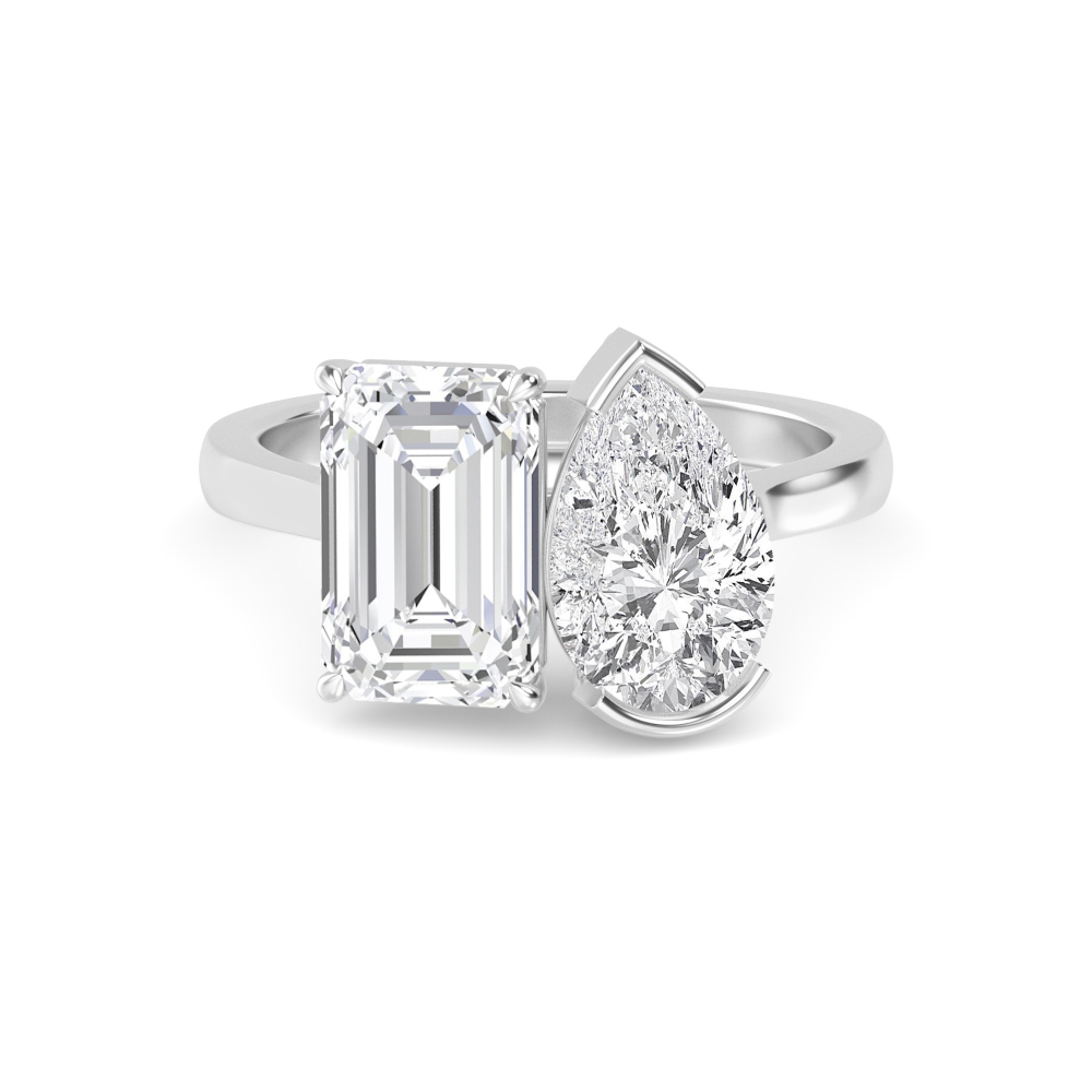 18K White Gold Lab Grown Diamond Toi Et Moi Rings 3 ctw R60347EMPE-3
