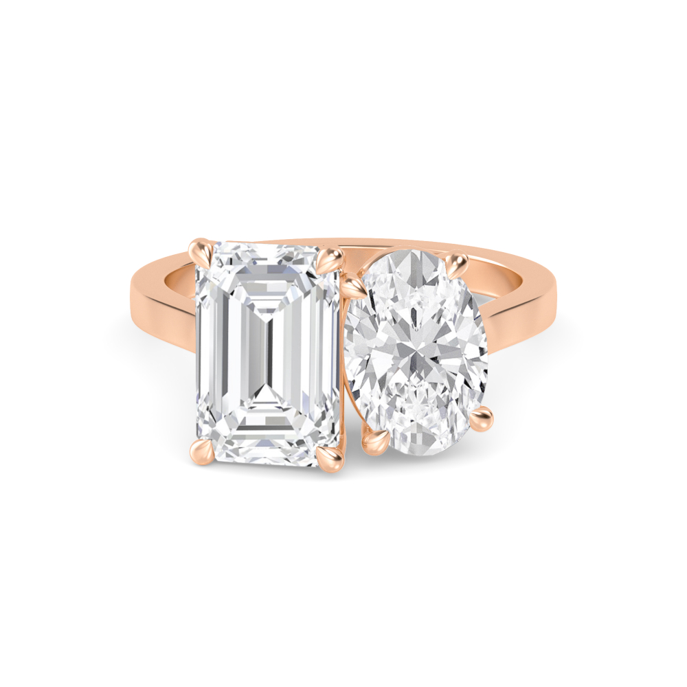 18K Rose Gold Lab Grown Diamond Toi Et Moi Rings 3 ctw R60356EMOV-3