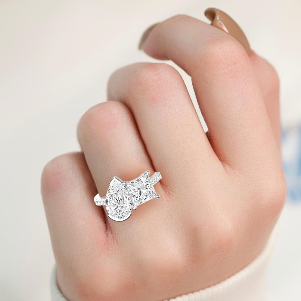 18K White Gold Lab Grown Diamond Toi Et Moi Rings 2 ctw R60358PEPR-2