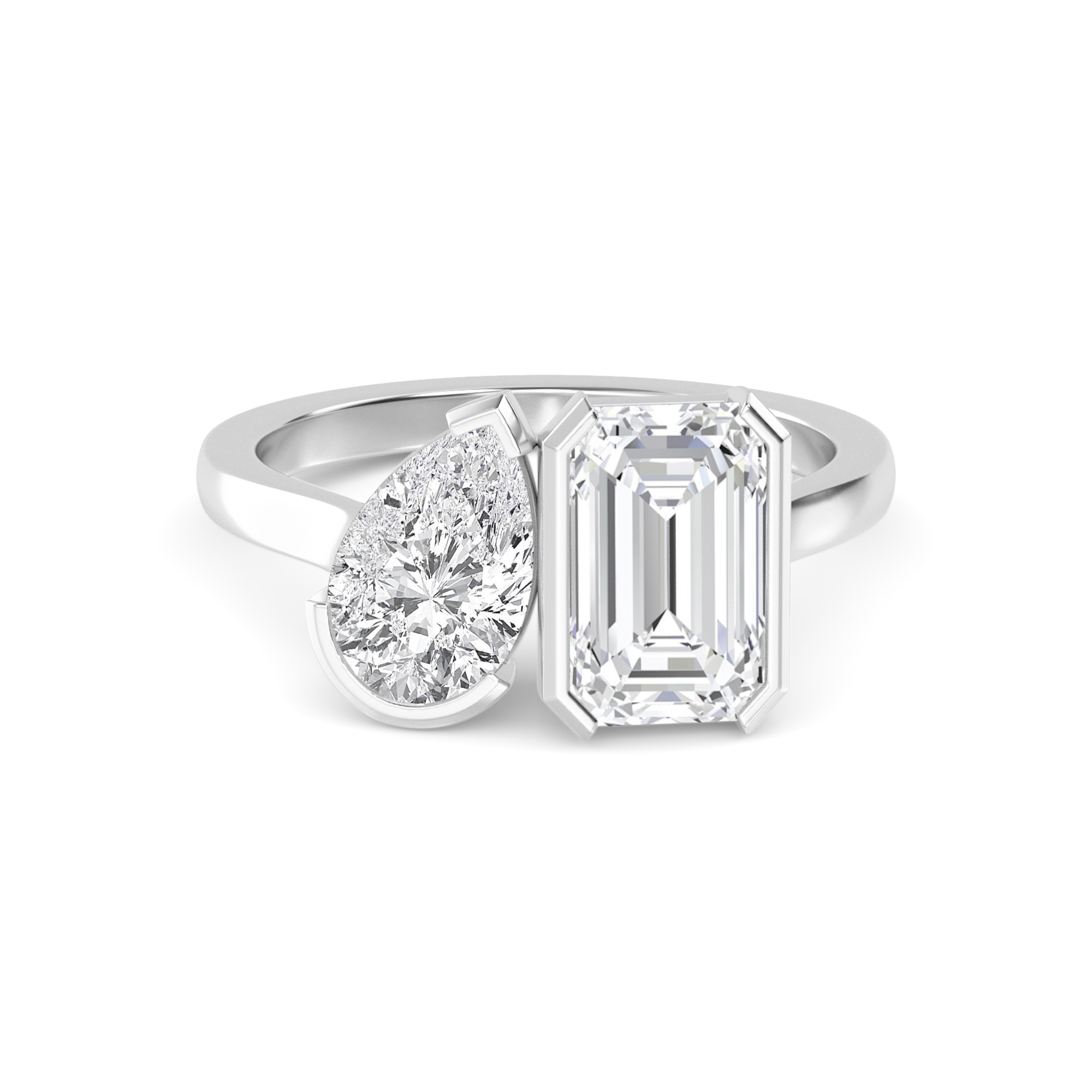 18K White Gold Lab Grown Diamond Toi Et Moi Rings 2 ctw R60369PEEM-2