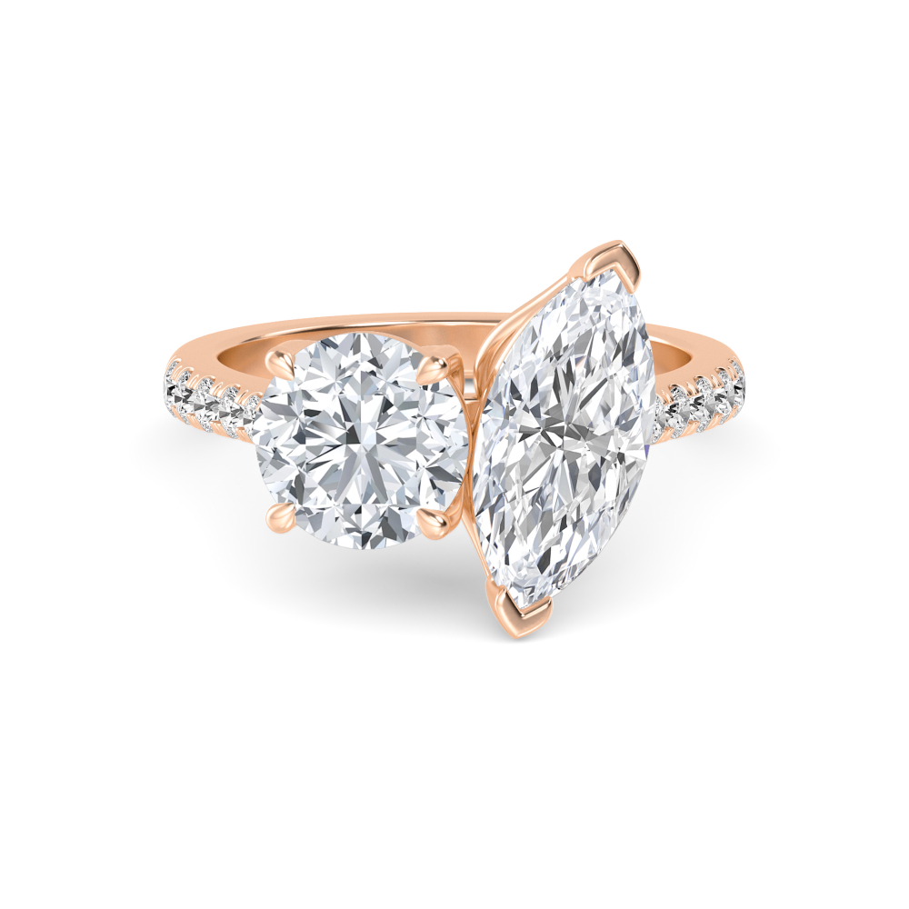 18K Rose Gold Lab Grown Diamond Toi Et Moi Rings 2 ctw R60374RDMQ-2