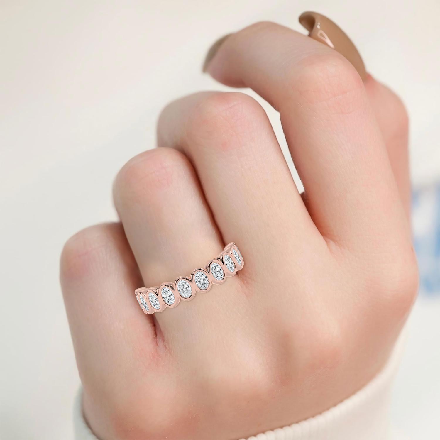 18K Rose Gold Lab Grown Diamond WEDDING BANDS 0.54 ctw R60539OV-0.50CT
