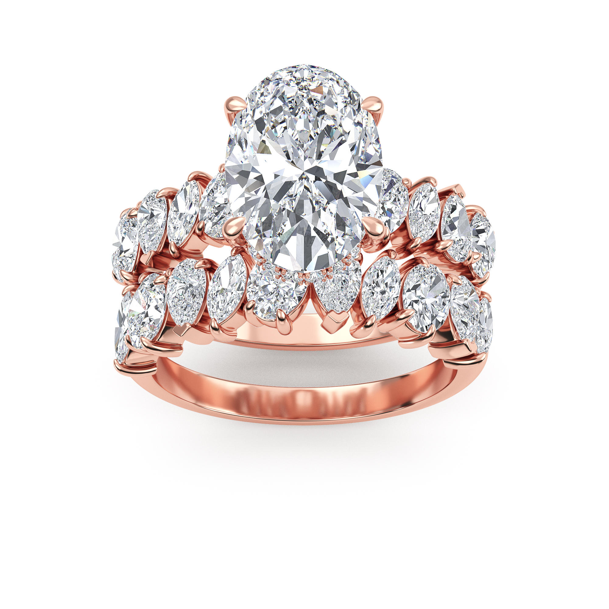 18K Rose Gold Lab Grown Diamond Engagement Ring 4.00 ctw R61235OVHH-2