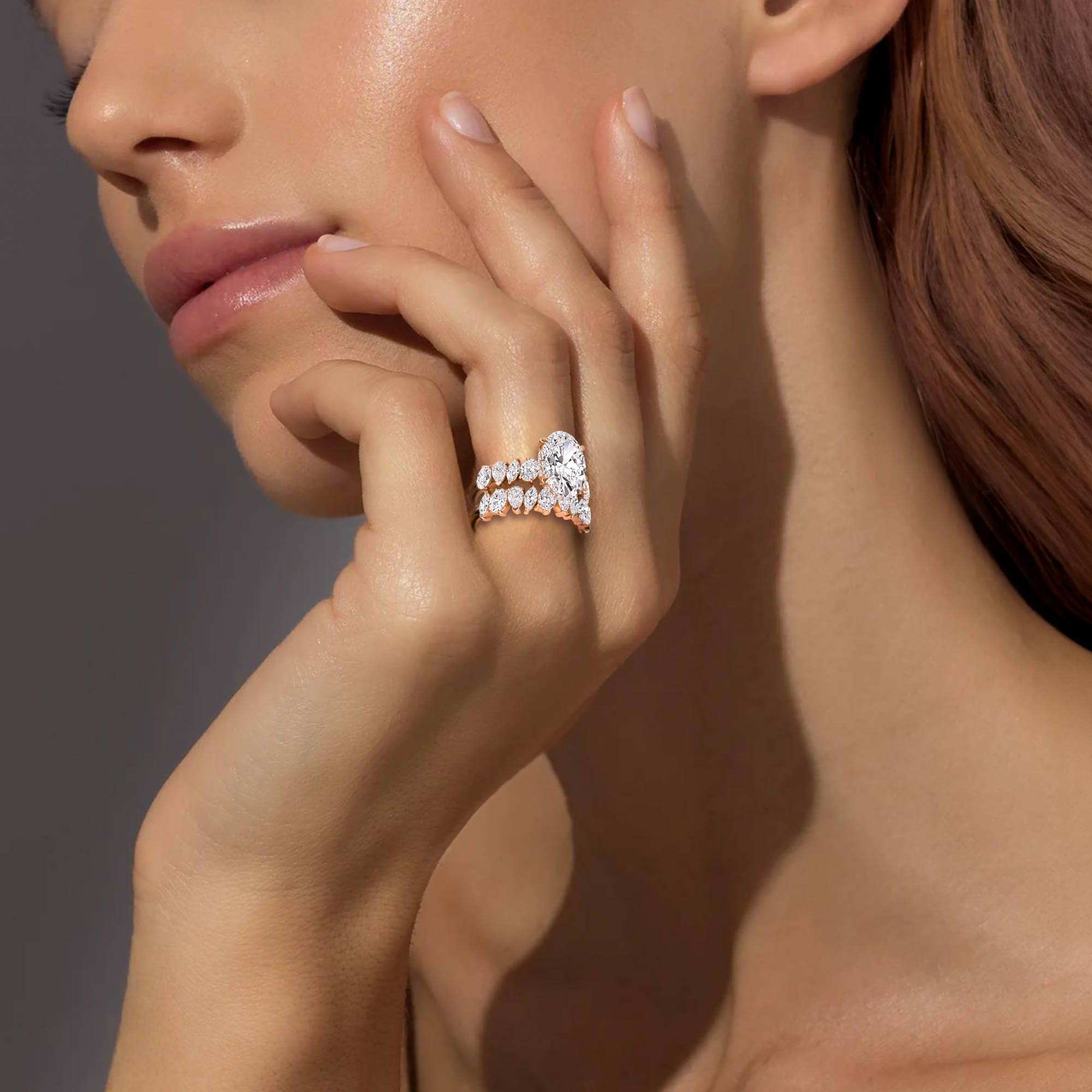 18K Rose Gold Lab Grown Diamond Engagement Ring 4.00 ctw R61235OVHH-2