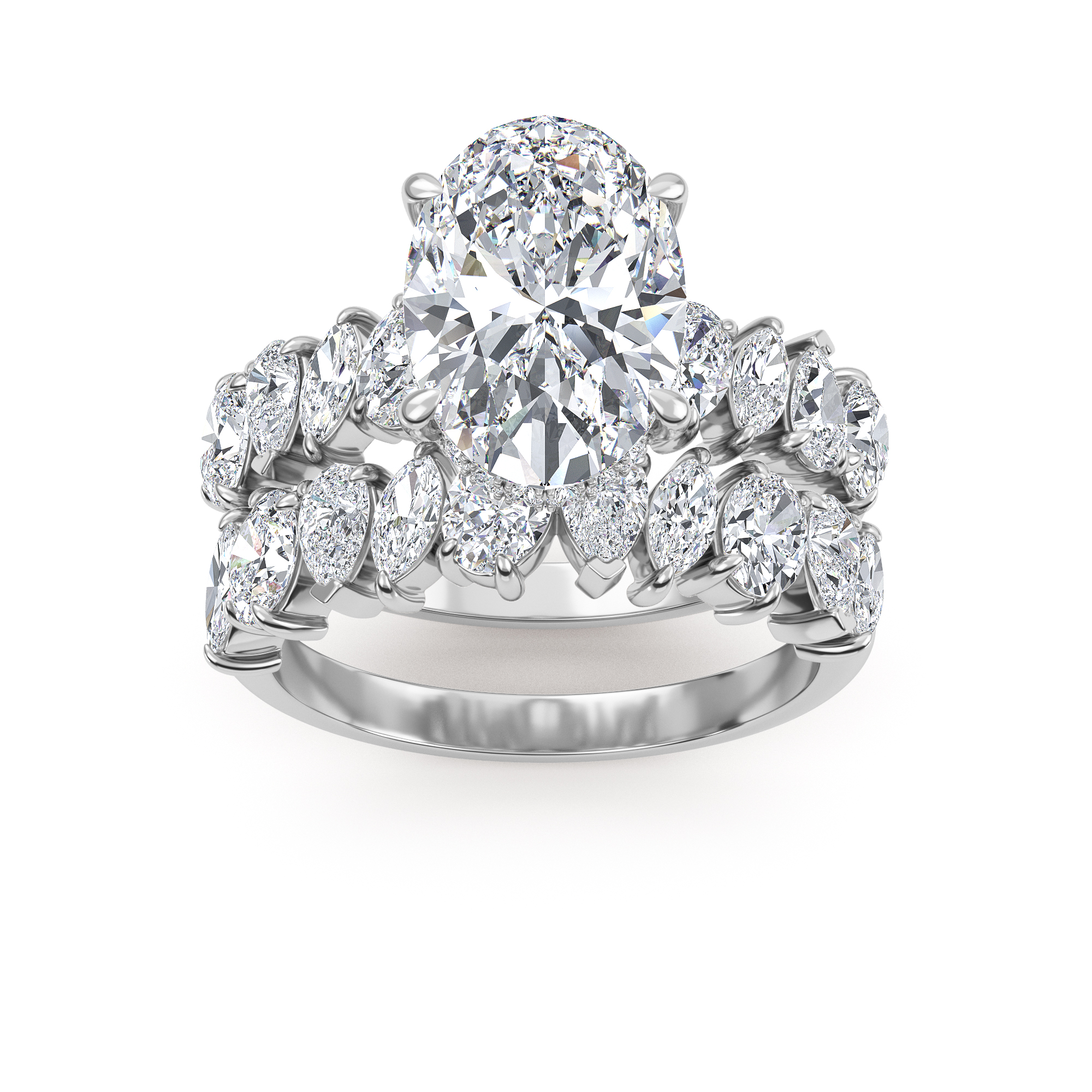 18K White Gold Lab Grown Diamond Engagement Ring 4.00 ctw R61235OVHH-2