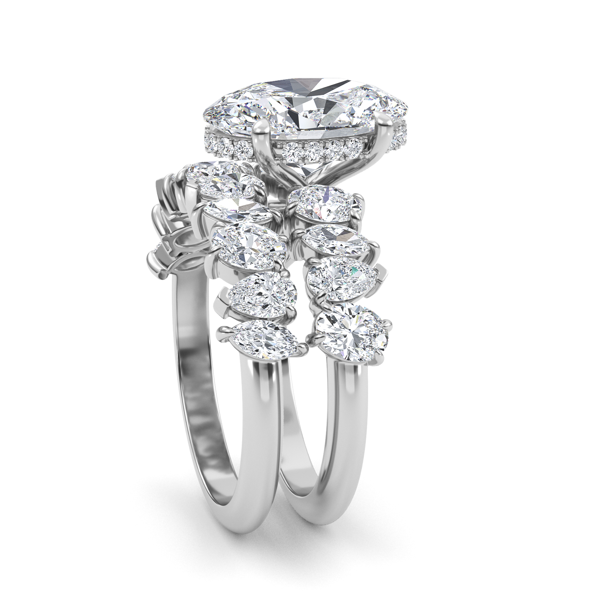 18K White Gold Lab Grown Diamond Engagement Ring 4.00 ctw R61235OVHH-2