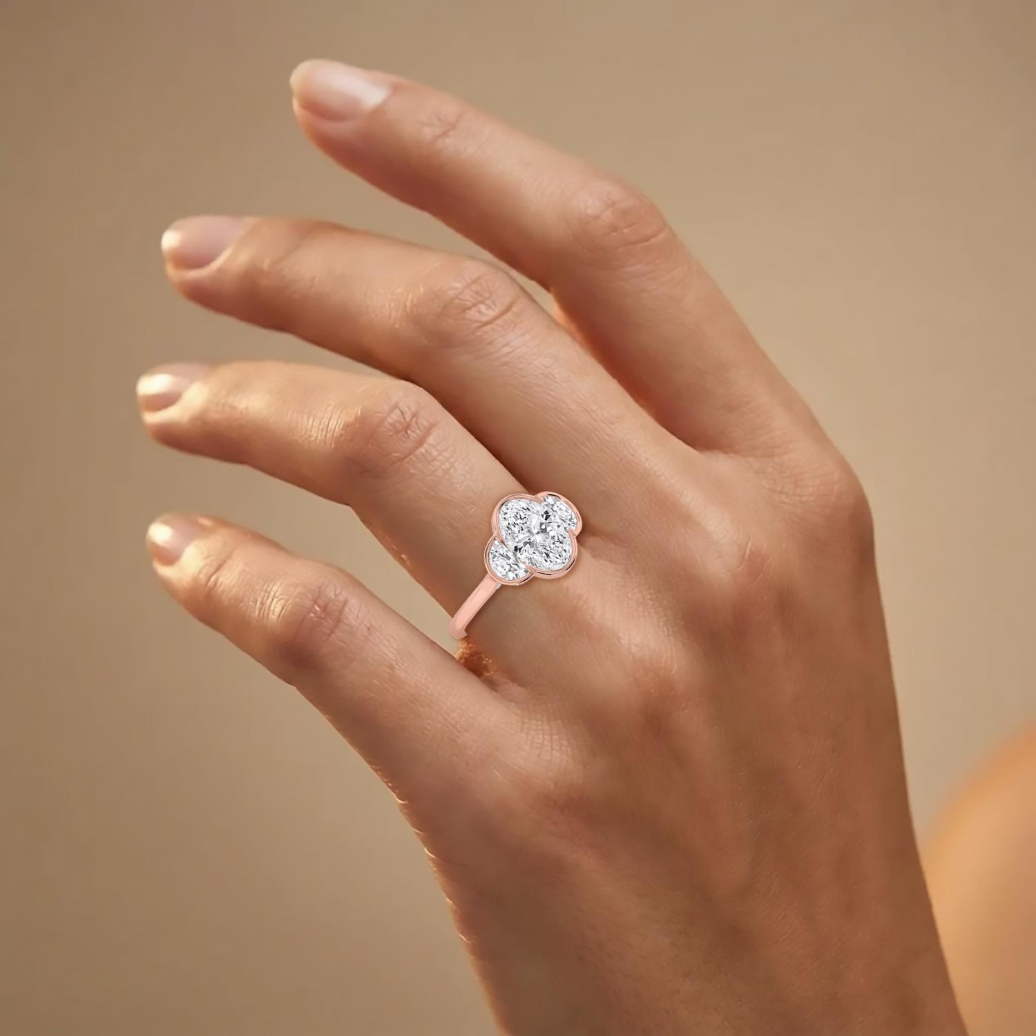 Rose Gold Lab Grown Diamond ENGAGEMENT RINGS 2.65 ctw ER00159OV-2