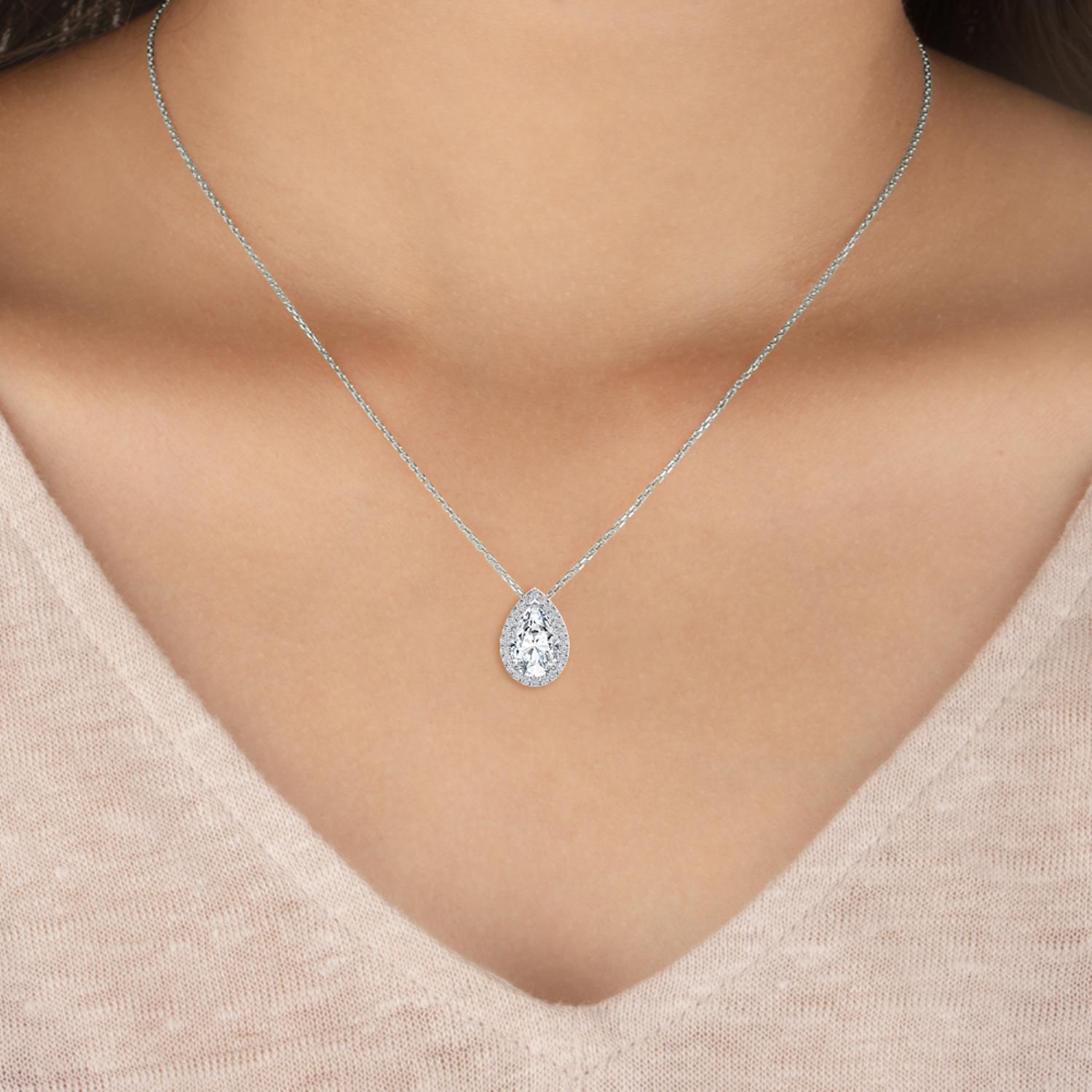 White Gold Lab Grown Diamond PENDANT 0.77 ctw P31624PE-0.75CT