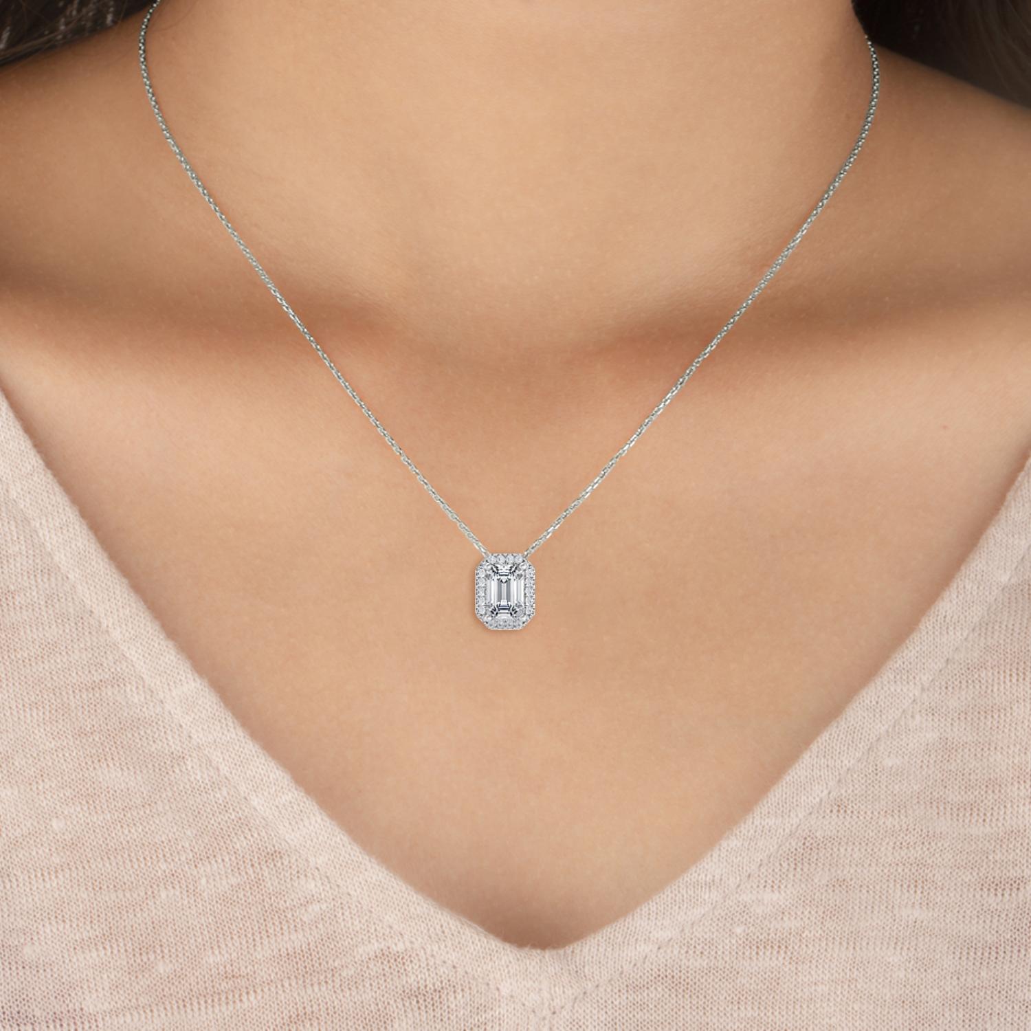 White Gold Lab Grown Diamond PENDANT 0.82 ctw P31655RDT-0.83CT