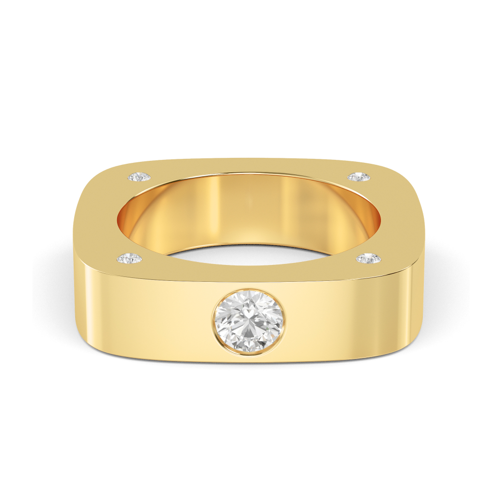 Yellow Gold Round Cut Lab Grown Diamond Mens Band 0.68 ctw R57378-0.50CT