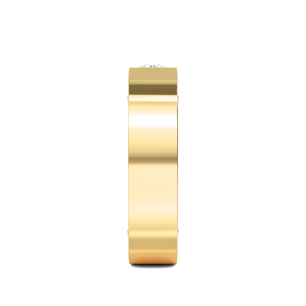 Yellow Gold Round Cut Lab Grown Diamond Mens Band 0.68 ctw R57378-0.50CT