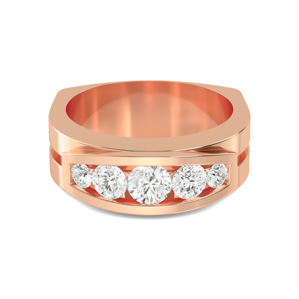 Rose Gold Round Cut Lab Grown Diamond Mens Band 1.43 ctw R57379-1.25CT