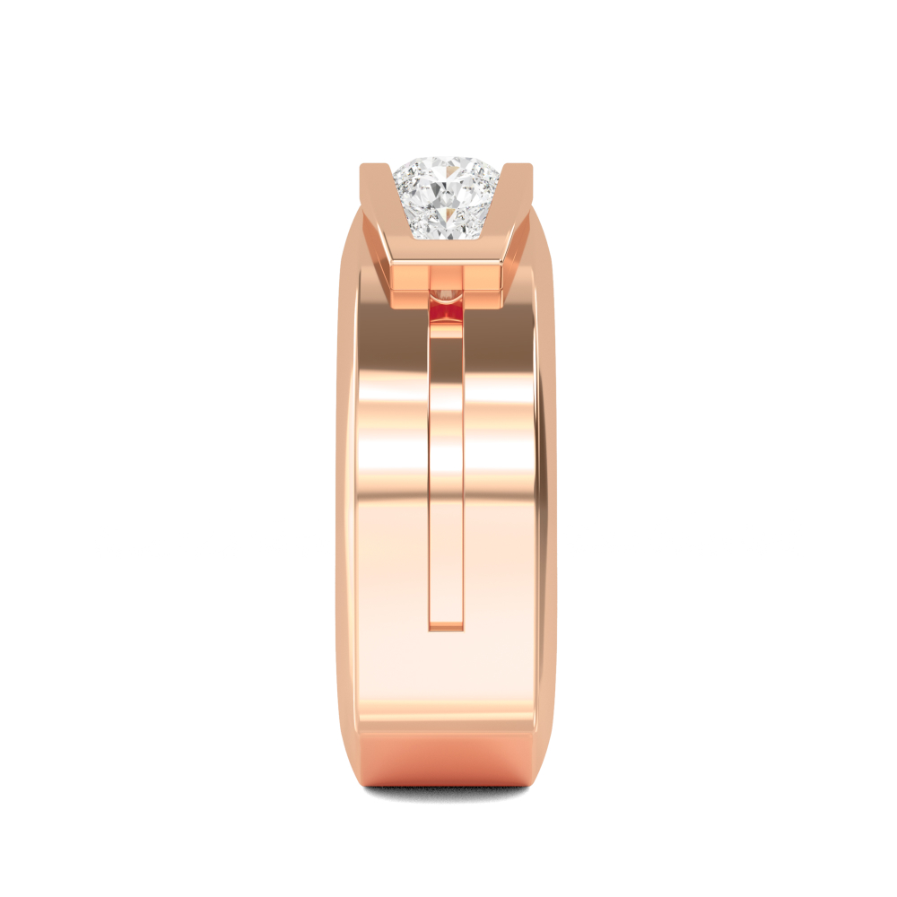 Rose Gold Round Cut Lab Grown Diamond Mens Band 1.43 ctw R57379-1.25CT