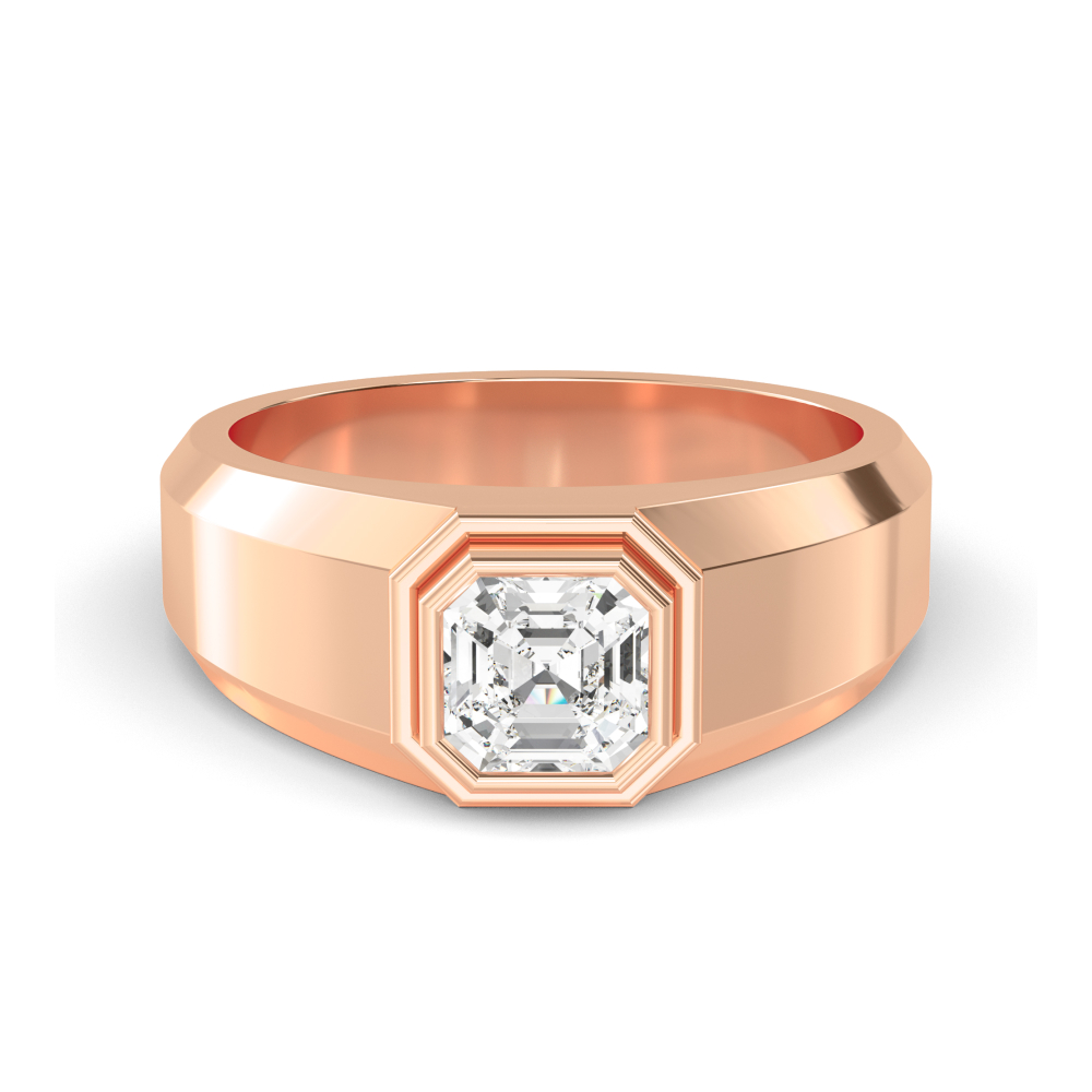 Rose Gold Asscher Cut Lab Grown Diamond Mens Band 1.05 ctw R57381ASS-1