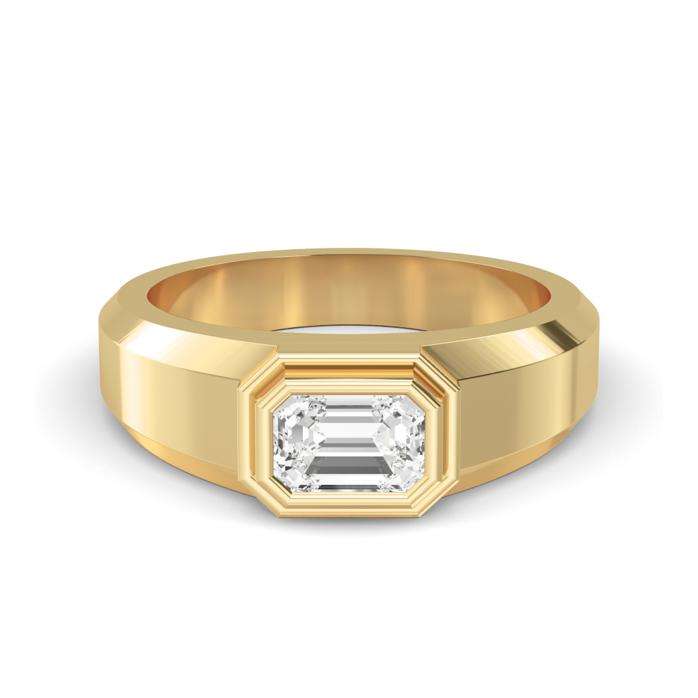 Yellow Gold Emerald Cut Lab Grown Diamond Mens Band 1 ctw R57383