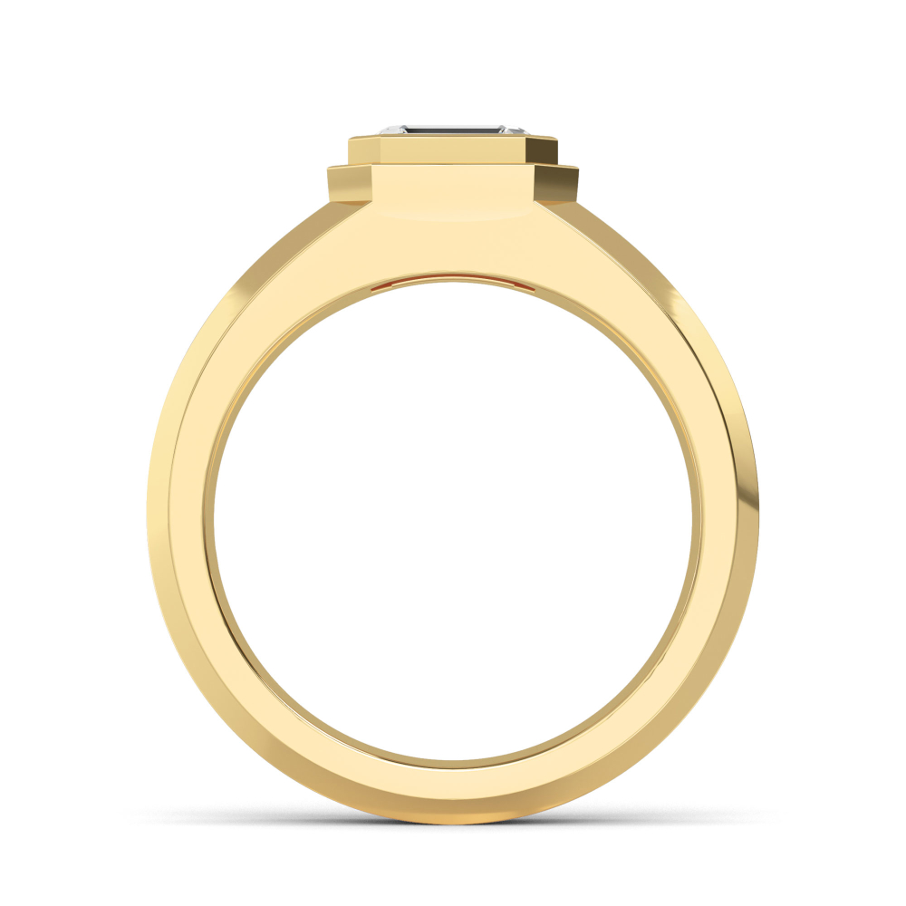 Yellow Gold Emerald Cut Lab Grown Diamond Mens Band 1 ctw R57383
